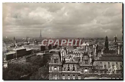 Cartes postales moderne Paris Et Ses Merveilles Perspective des sept ponts Hotel de ville Sainte Chapelle Tour Eiffel Co