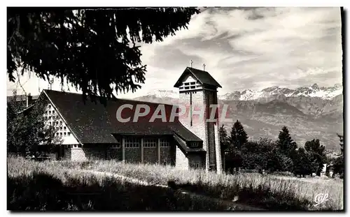 Moderne Karte Le Fayet Eglise Notre Dame des Alpes Vue generale avec la chaine des Alpes