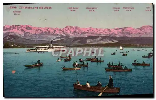 Cartes postales Zurichsee Und Die Alpen Bateaux