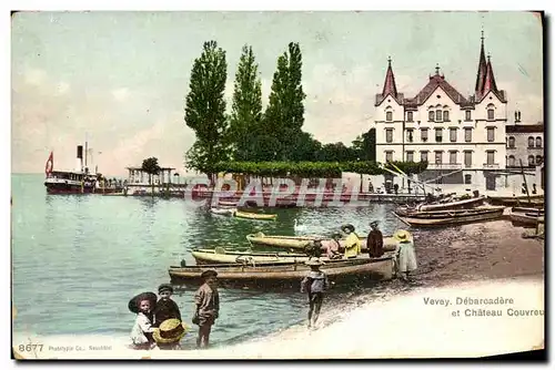 Cartes postales Vevey Debarcadere Et Chateau Couvreu