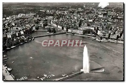 Cartes postales moderne Geneve Vue Aerienne Du Jet D&#39Eau La Rade Et La Ville