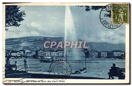 Ansichtskarte AK Geneve Jet d&#39Eau Et Quai Des Eaux Vives