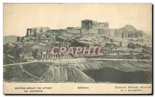 Cartes postales Athenes Theatre Herode Atticus Et l'Acropole