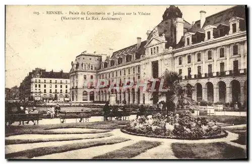 Ansichtskarte AK Rennes Palais Du Commerce Et Jardins Sur La Vilaine