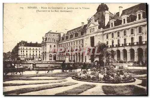 Cartes postales Rennes Palais Du Commerce Et Jardins Sur La Vilaine