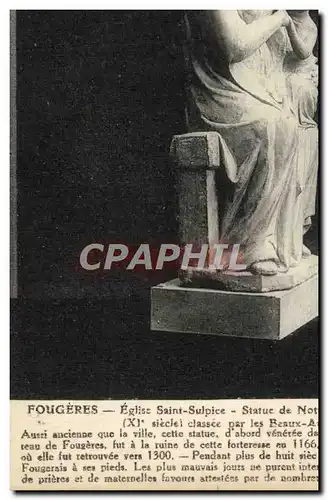 Cartes postales Fougeres Eglise Saint Sulpice Statue De Notre Dame des Marais