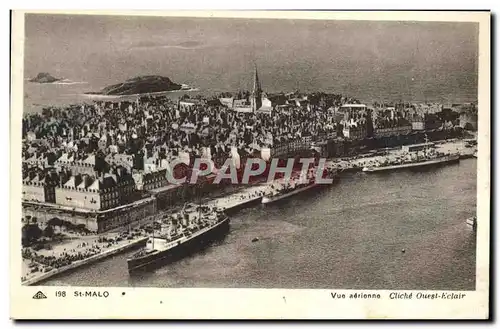 Ansichtskarte AK St Malo Vue Aerienne Bateaux