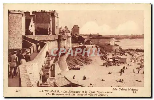 Ansichtskarte AK Saint Malo Les Remparts Et La Tour Notre Dame