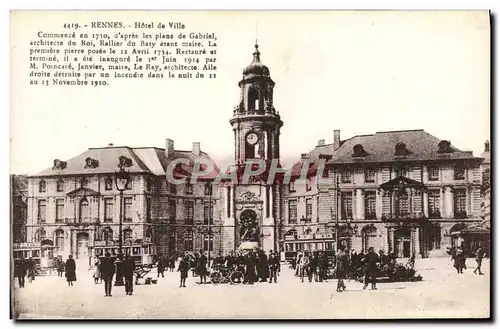 Cartes postales Rennes Hotel De Ville Tramway