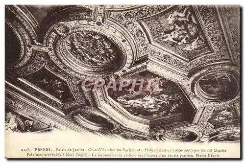 Cartes postales Rennes Palais De Justice Grand Chambre Du Parlement Plafond dessine par Errard Charles