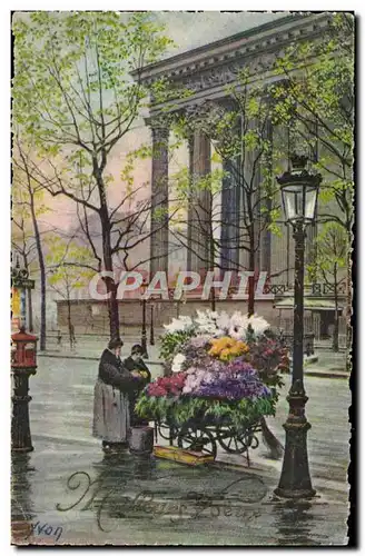 Ansichtskarte AK Fantaisie Paris Marchande de fleurs Place de la Madeleine