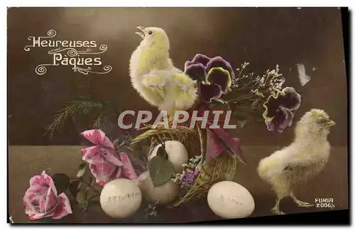 Cartes postales Fantaisie Paques Poussins