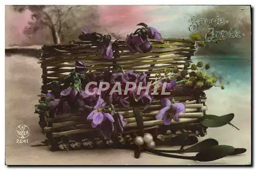 Cartes postales Fantaisie Fleurs Bonne annee