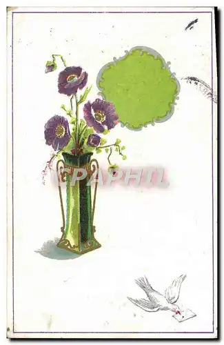 Cartes postales Fantaisie Fleurs Colombe