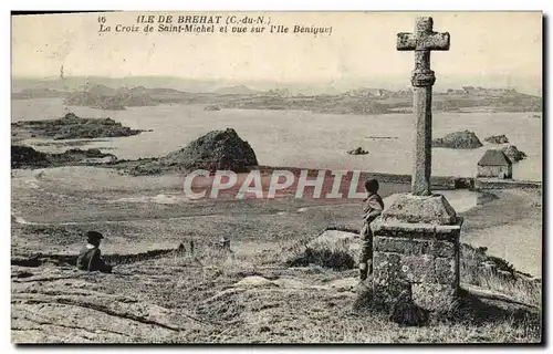 Ansichtskarte AK Ile de Brehat La Croix de Saint Michel et vue sur l&#39ile Beniguet