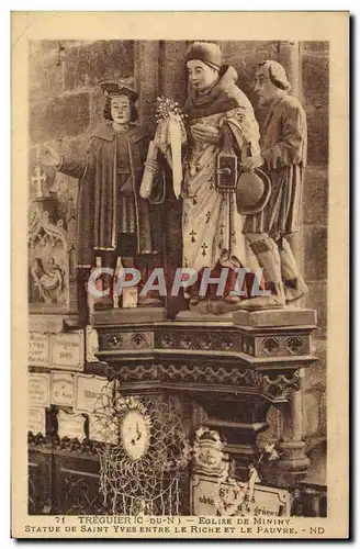 Ansichtskarte AK Treguier Eglise De Minihy Statue De Saint Yves Entre Le Riche et le pauvre