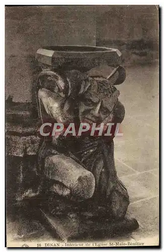 Cartes postales Dinan Interieur de L&#39Eglise St Malo Benitier Diable