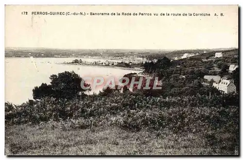 Cartes postales Perros Guirec Banorama de la Rade de Perros vu d ela route de la Corniche Panorama