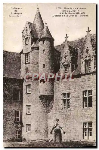 Cartes postales Quintin Manoir de Crenan M le baron Grivel Details de la grande tourelle