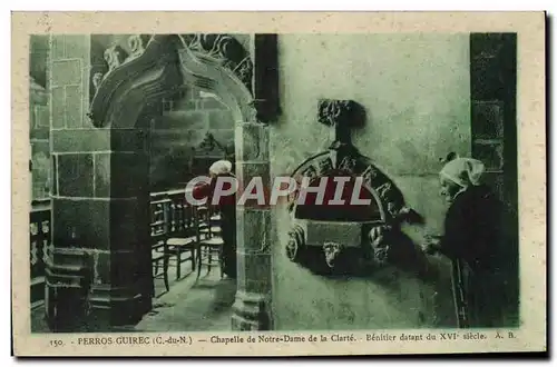 Cartes postales Perros Guirec Chapelle de Notre Dame de la Clarte Benitier Folklore