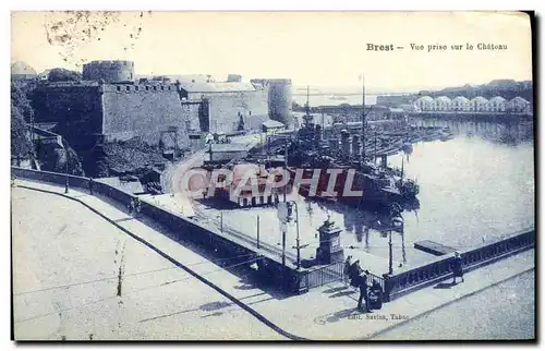 Cartes postales Brest Vue Prise sur la Chateau Bateaux