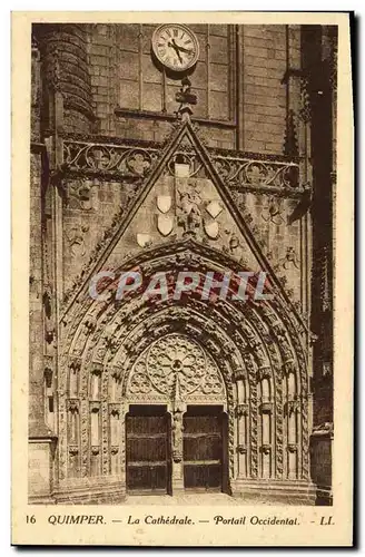 Ansichtskarte AK Quimper La Cathedrale Portail Occidental