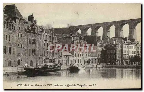 Cartes postales Morlaix Maisons du 16eme sur le quai de Treguier Bateau