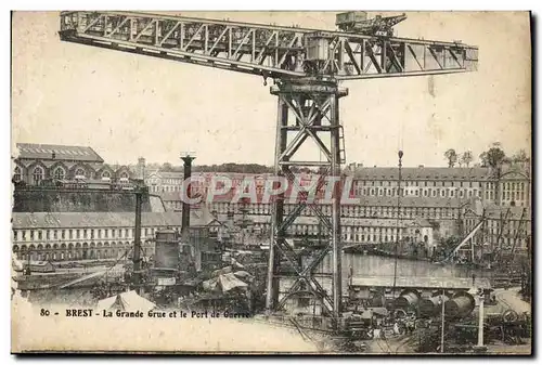 Cartes postales Brest La Grand Grue et le Port de Guerre Bateaux