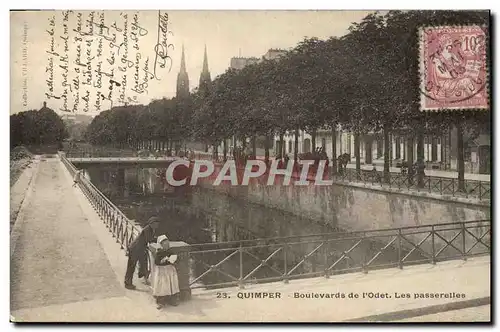 Cartes postales Quimper Boulevards de l&#39Odet Les passerelles Enfants Folklore