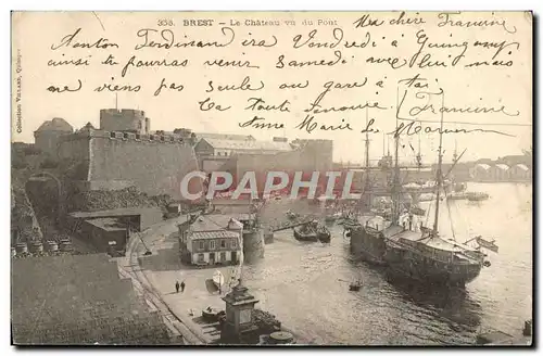 Ansichtskarte AK Brest Le Chateau Vu du Pont Bateau