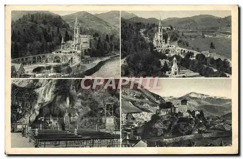 Cartes postales Lourdes La Basilique la grotte et le Chateau Fort