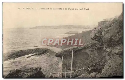 Cartes postales Biarritz L'Escalier de Descente a la Digue du Port Nouf