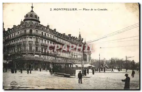 Cartes postales Montpellier Place de la Comedie Tramway