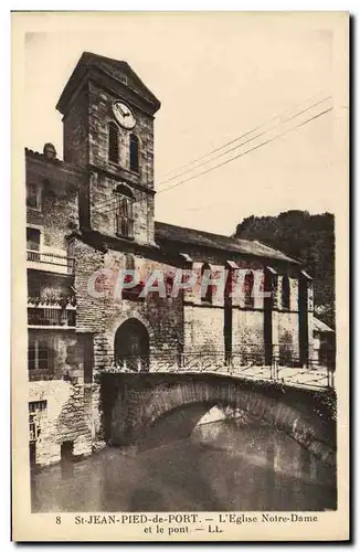 Cartes postales St Jean Pied de Port L&#39Eglise Notre Dame et le pont