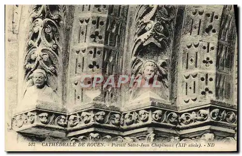 Cartes postales Cathedrale De Rouen Portail Saint Jean Chapiteaux