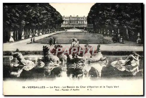 Cartes postales Versailles Le Parc Le Bassin du char d&#39Apollon et le Tapis vert