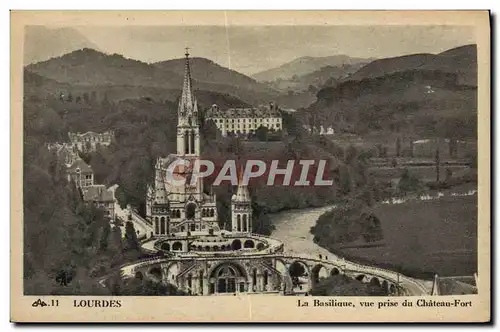 Cartes postales Lourdes La Basilique Vue Prise Du Chateau Fort