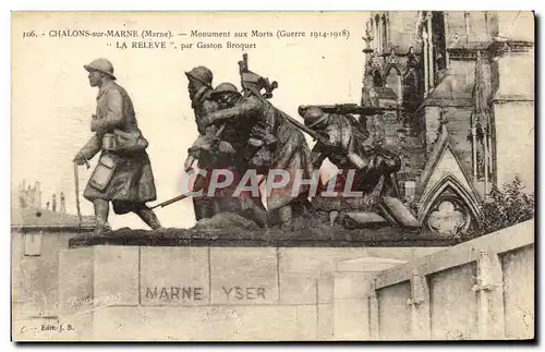 Cartes postales Chalons Sur Marne Monument Aux Morts La Releve Par Gaston Broquet Militaria