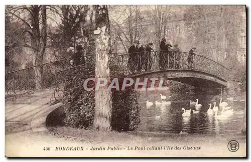 Ansichtskarte AK Bordeaux Jardin Public Le Pont Reliant l&#39Ile Des Oiseaux Cygnes