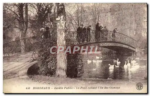 Cartes postales Bordeaux Jardin Public Le Pont Reliant l&#39Ile Des Oiseaux Cygnes