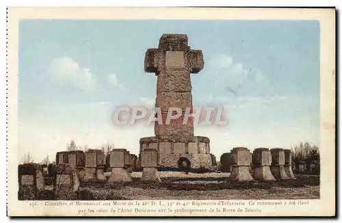 Cartes postales Cimetere Et Monument Aux Morts De Regiments D'Infanterie Par Les Soins De l'Abbe Doncceur