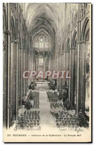 Cartes postales Bourges Interieur De La Cathedrale La Grande nef