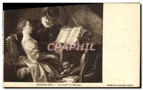 Cartes postales Fragonard La Lecon De Musique Musee Du Louvre Paris Piano Clavecin