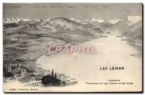 Cartes postales Lac Leman Lausanne Panorama Du Lac Leman Et Des Alpes