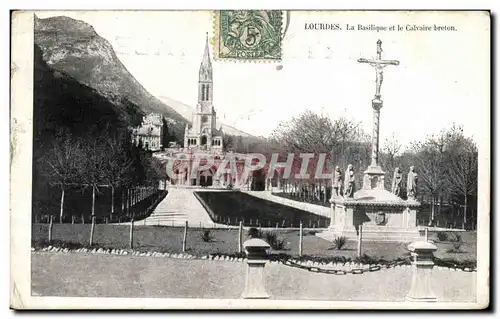 Cartes postales Lourdes La Basilique Et Le Calvaire Breton