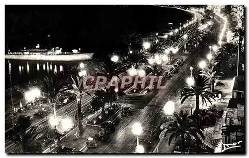 Moderne Karte La Cote D&#39Azur Nice La Promenade Des Anglais La Nuit