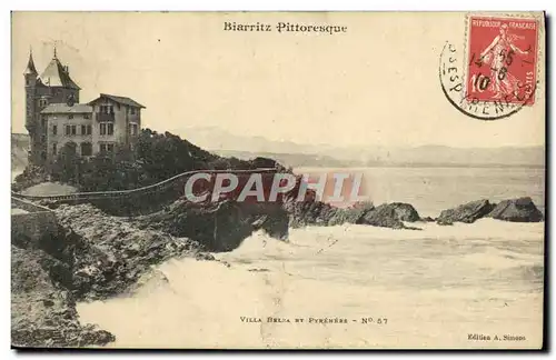 Cartes postales Biarritz Pittoresque Villa Belza et les Pyrenees