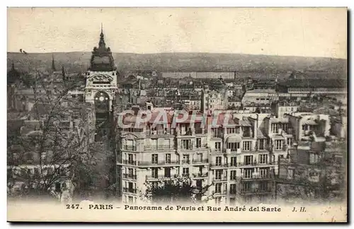 Cartes postales Paris Panorama de Paris et Rue Andre del Sarte