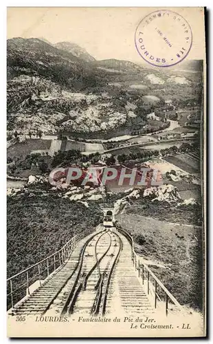 Cartes postales Lourdes Le Funiculaire du Pic du Jer Le croisement