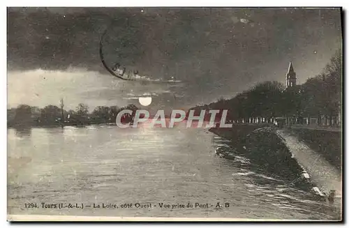 Cartes postales Tours La Loire cote Ouest Vue prise du pont